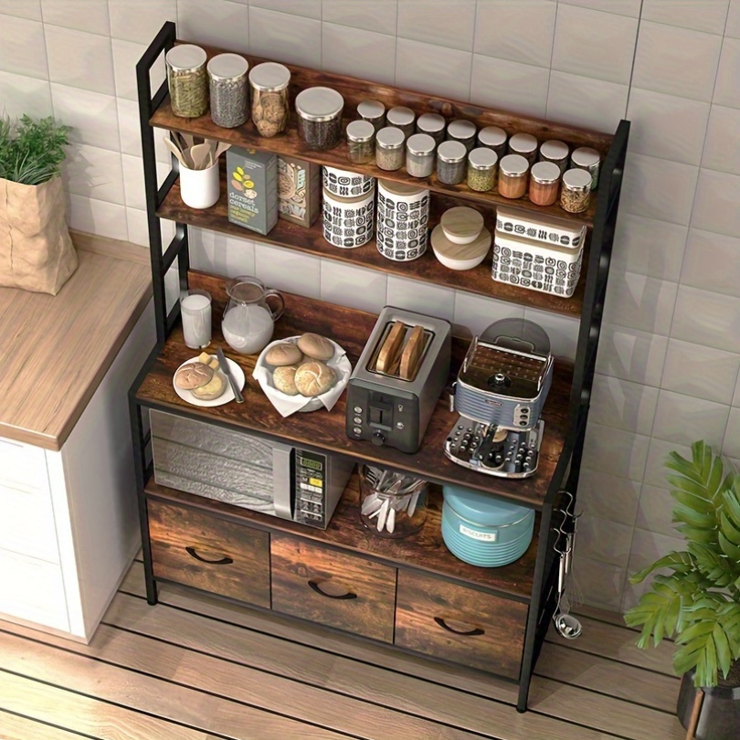 LITTLE TREE Kitchen Bakers Rack With Storage Shelves
