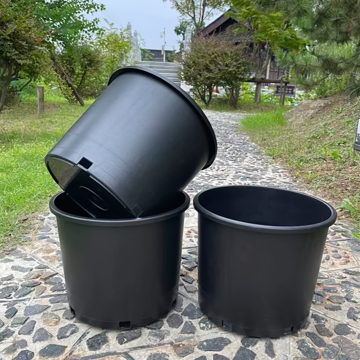 5 Gallons, 11pcs Set of Flower Pots, Suitable for * Outdoor And Indoor Use,  Made of Plastic with Drainage Holes, Ideal for Garden And Home Plants  (Black) gardening gift home decor