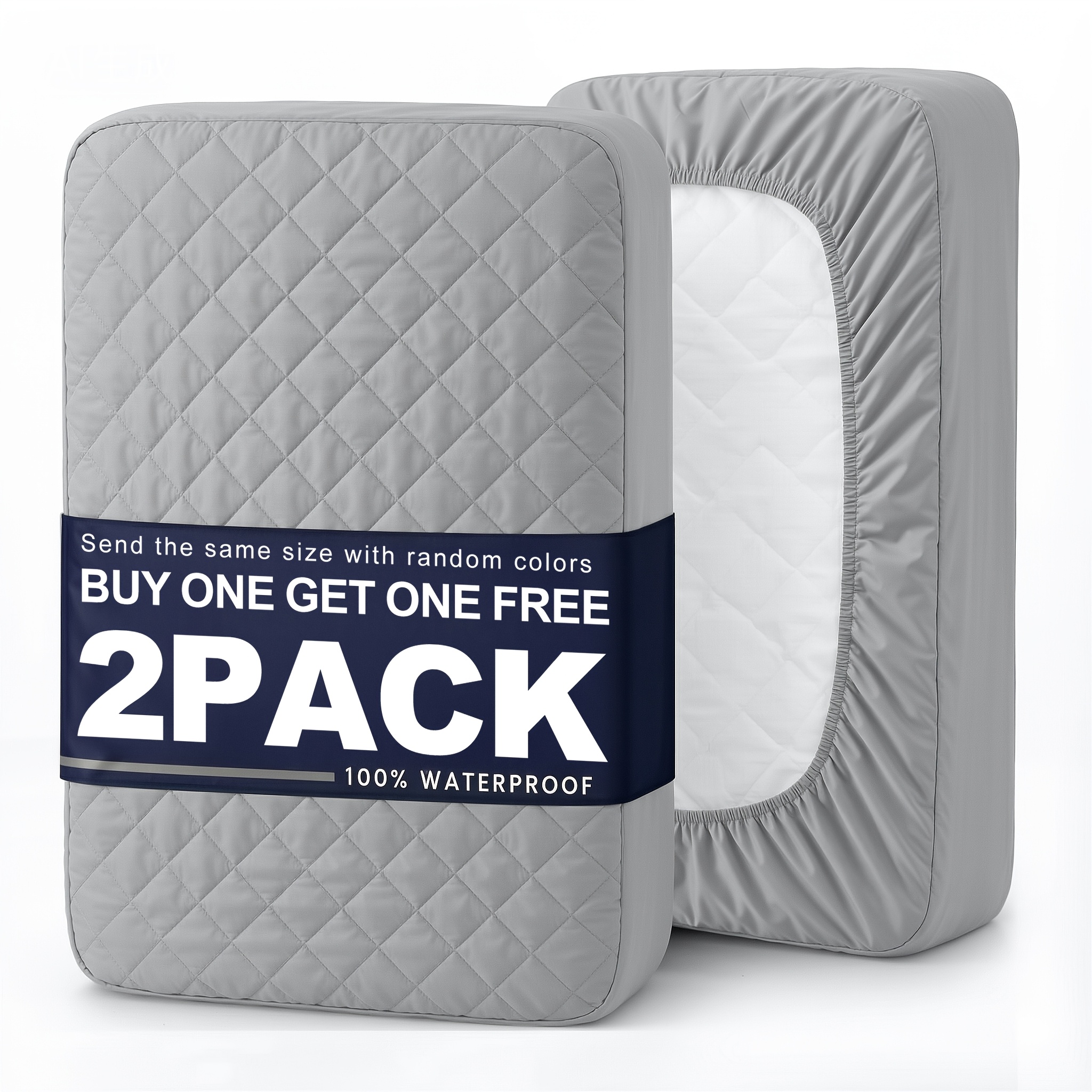 TEMU And Another At No Cost, 2 Pieces Of Non-slip Waterproof Mattress Covers(any + Another Random Color), Solid Color Bedspread With Deep Pockets -