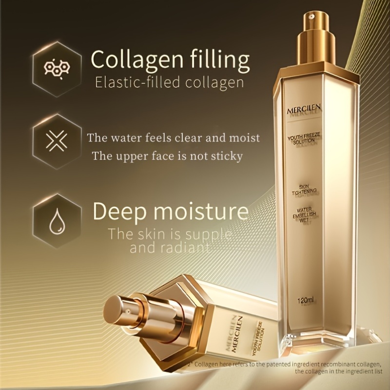 MERCILEN Collagen Boosting Makeup Spray - Hydrating & Moisturizing with Shea Butter, Hyaluronic Acid & Niacinamide, Fragrance-Free for All Light Beige Types, Men & Women, Daily Skincare, Sleek Bottle Design, Niacinamide Enriched