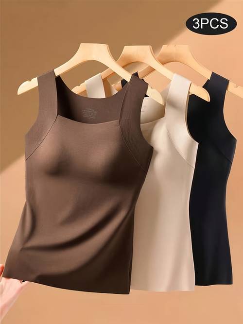 3pcs autumn winter style womens camisoles new innerwear for layering or wearing alone with built in pads