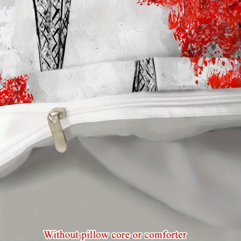 2 3pcs 1 duvet cover 1 2 pillowcase without core romantic france tower valentines day rainy romantic couple print soft comfortable bedding set for bedroom dorm room family gift Product details 8