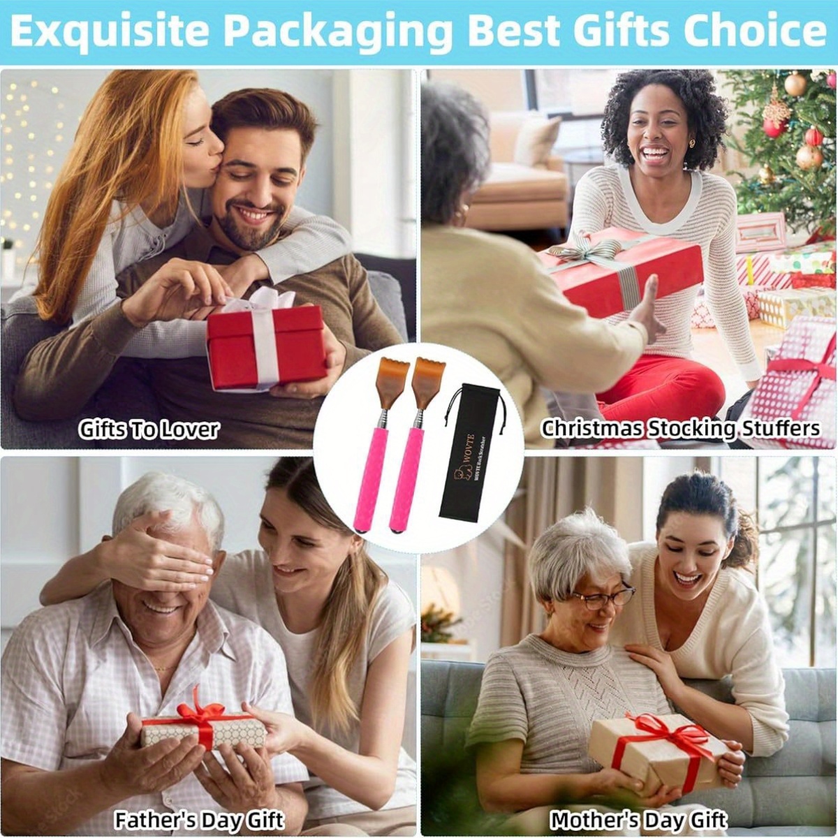 2pcs pink extendable back scratcher with massage ball   for   ideal mothers day hers day birthday gifts for men women and parents massage gifts relaxation tool stylish scratcher comfortable grip Product details 7