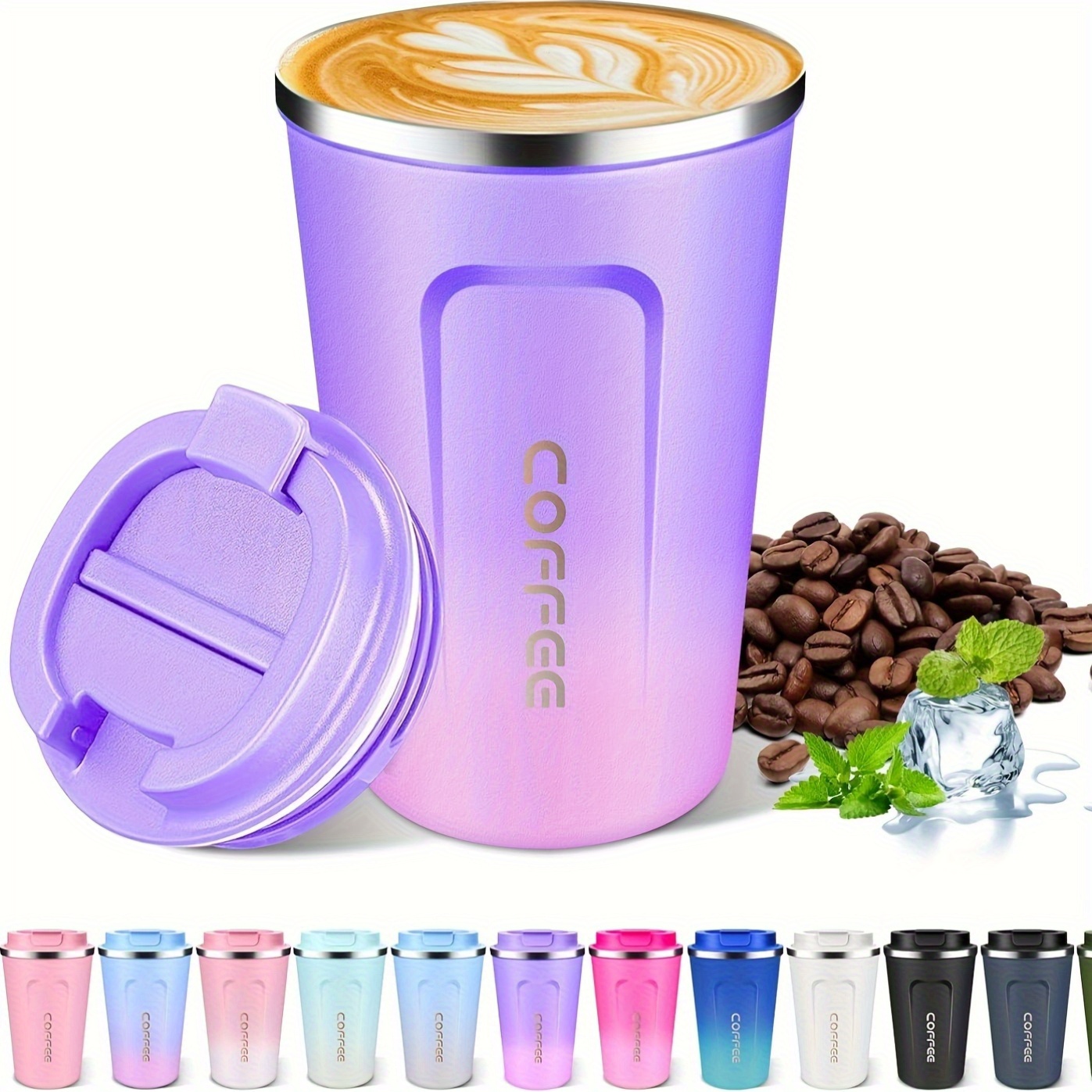 Insulated Coffee Travel Mug  12oz Or 17oz Stainless Steel, Leakproof Lid,  Hot & Cold Drink Tumbler Gatorade Cups
