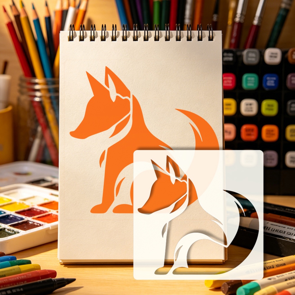 Minimalist Fox Outline Template for Crafting