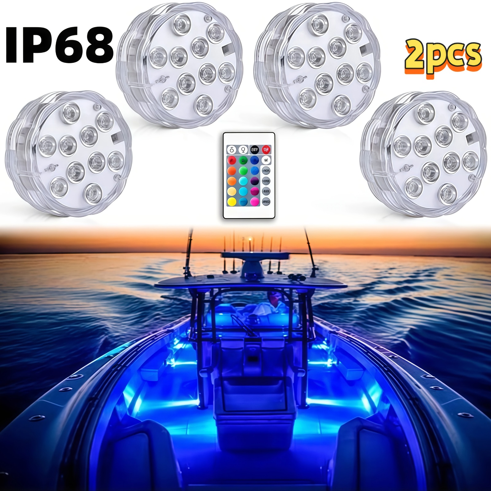 2/4pcs Marine Wireless LED Light for Boats and Cabins
