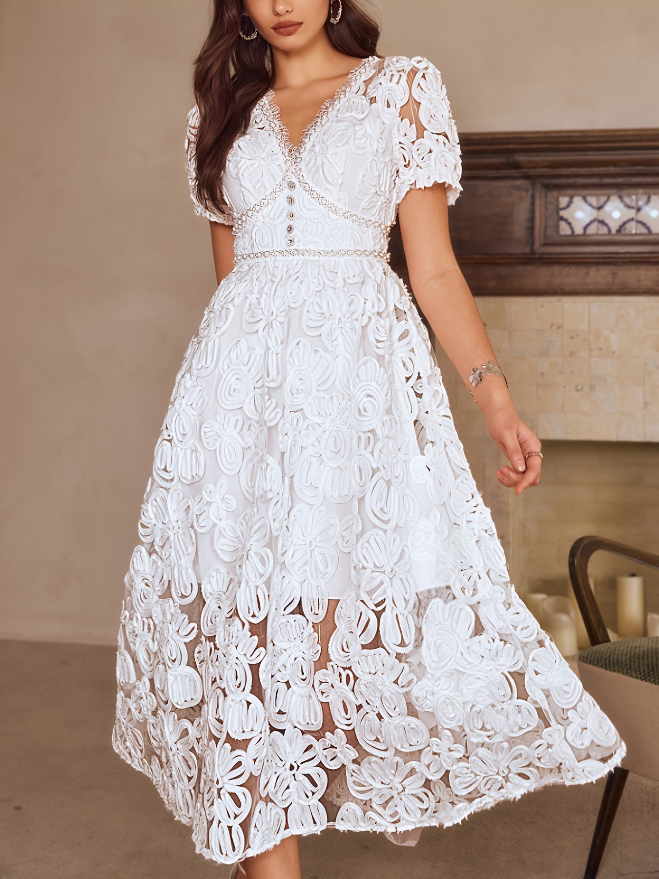 chinese dress ladies ZYQZXHN women's spring dresses Off Shoulder Ruched -line Dress (Size : L) :  Buy Online at Best Price in KSA