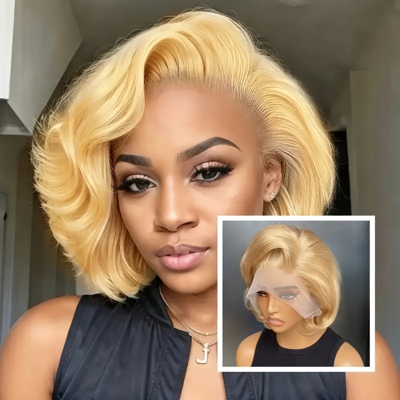 VARCILY Femme 150% Densité Perruque Courte Ondulée Bouclée, 20.32 cm Cheveux Humains Brésiliens Remy, 13*4 HD Lace Front, Pre Plucked avec Baby Hair, Perruque Pixie Cut Sans Colle pour un Look Naturel