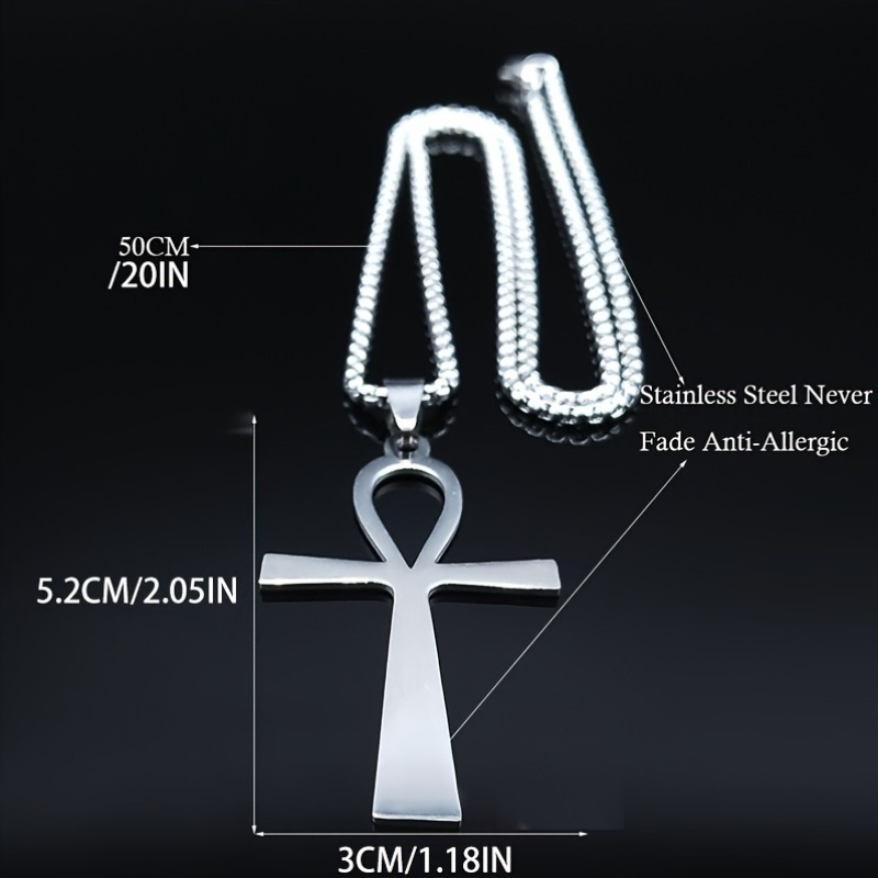 Stainless Steel Ankh Cross Pendant Necklace