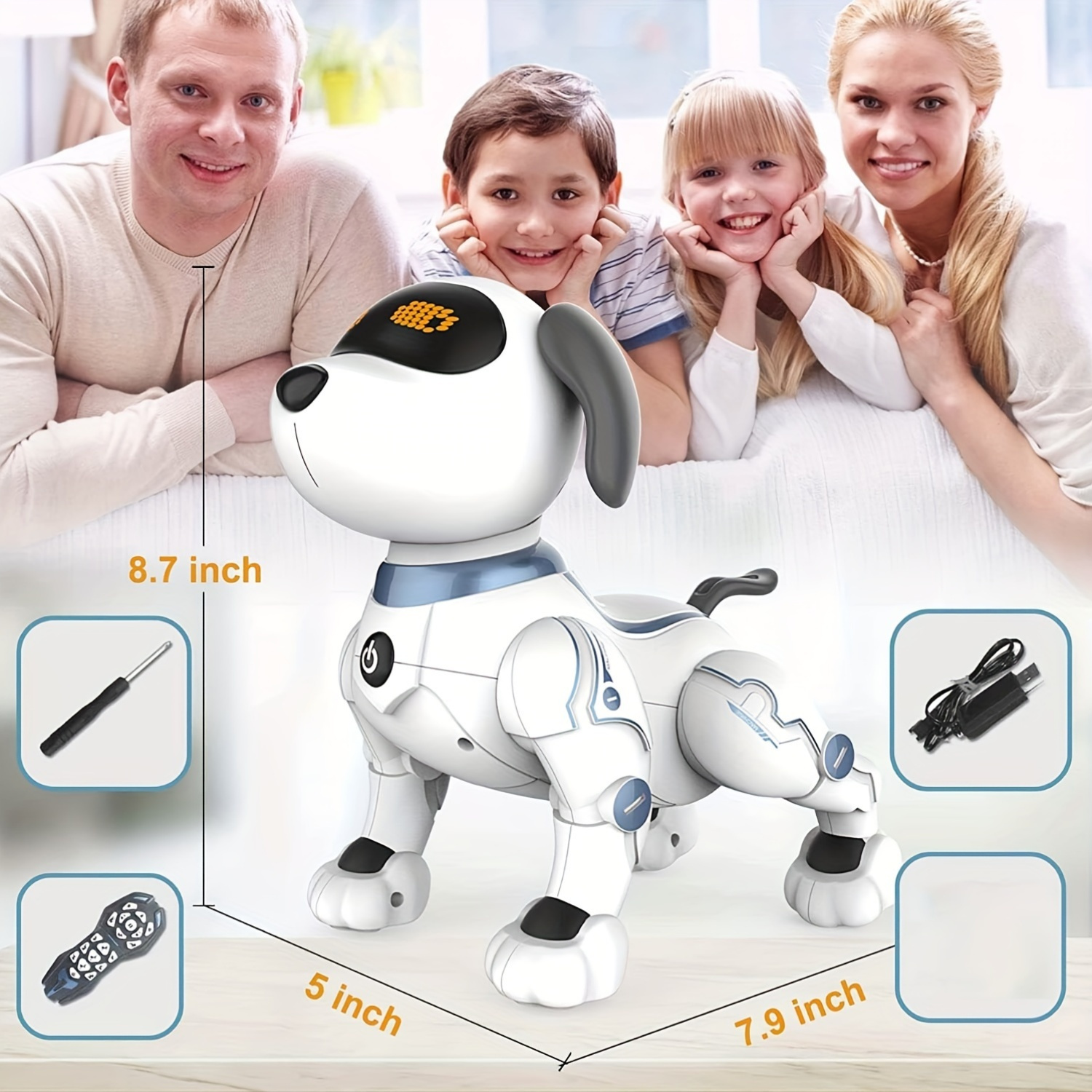 Zechuan Robot Dog, Interactive RC Puppy with Button Control, Floor-Mounted, Walk, Bark, Sing, Dance Functions, Educational Smart Toy, with No Battery Included for Kids, Ideal Gift for Christmas and Halloween