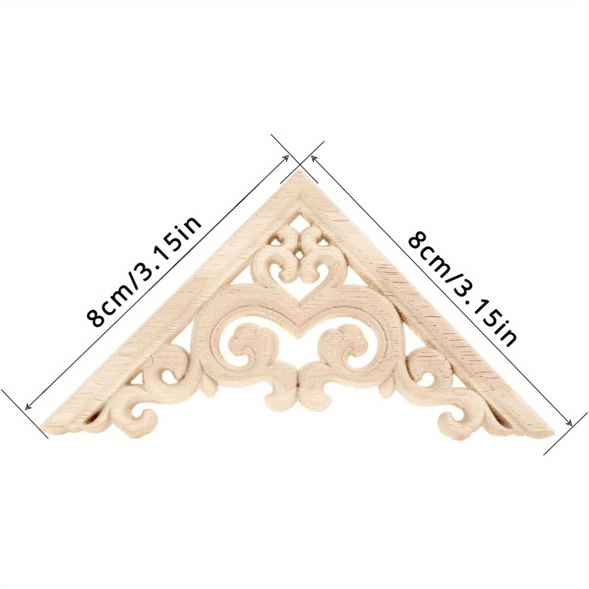 Image of Set Of 4 Unpainted Wooden Carved Decorations - Stylish Corner Accents For Cabinets, Cupboards, Doors, And Beds - Home Decoration