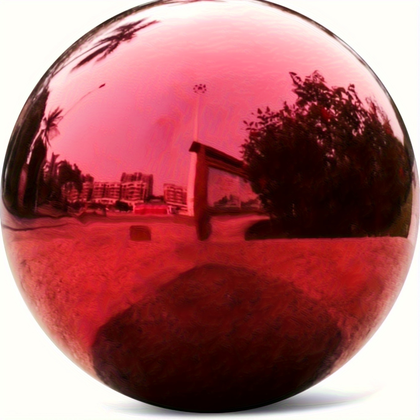 Boule Réfléchissante De Jardin Rouge - Acier Inoxydable - Décoration Extérieure - Boule Miroir Pour Jardin, Terrasse, Photo