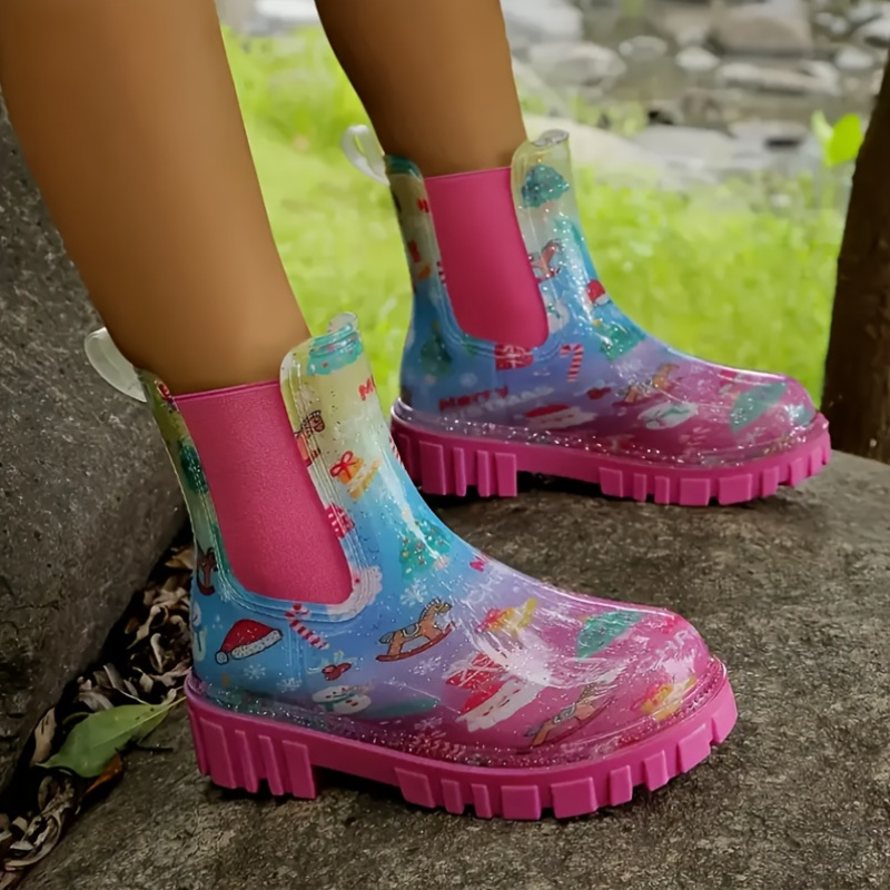 womens fashion glitter chelsea boots waterproof round toe Temu