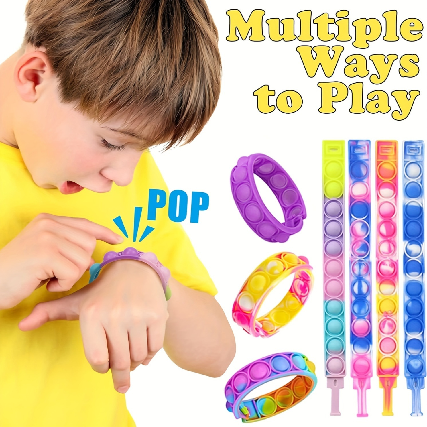 MEZHOBBY 30pcs/100pcs Pop Bracelet Party Favors Fidget Bracelet It Birthday Party Favors For Kids Goodie Bags Stuffers Classroom Prizes Brand