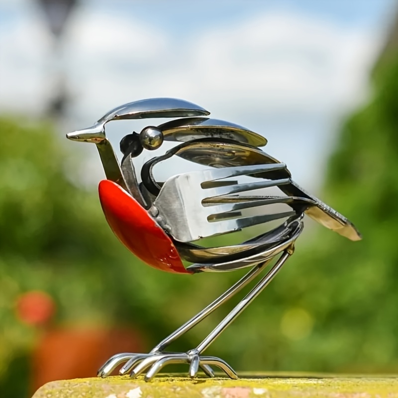 sheremart hopewings bird robin   art sculpture metal art sculpture handcrafted bird statue   decor for garden patio or office desk decorative  