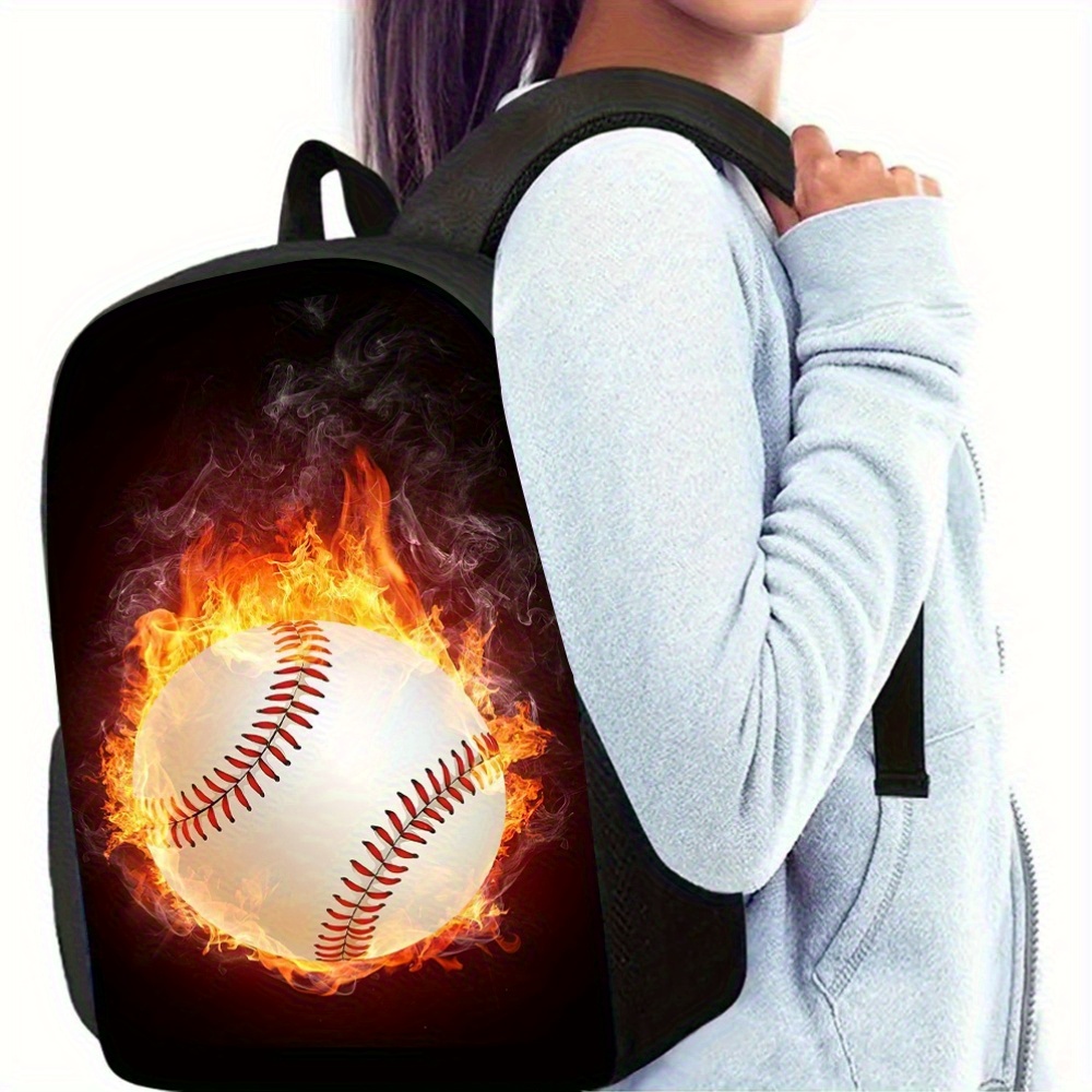 juego mochilas béisbol diseño béisbol llameante Temu Dominican