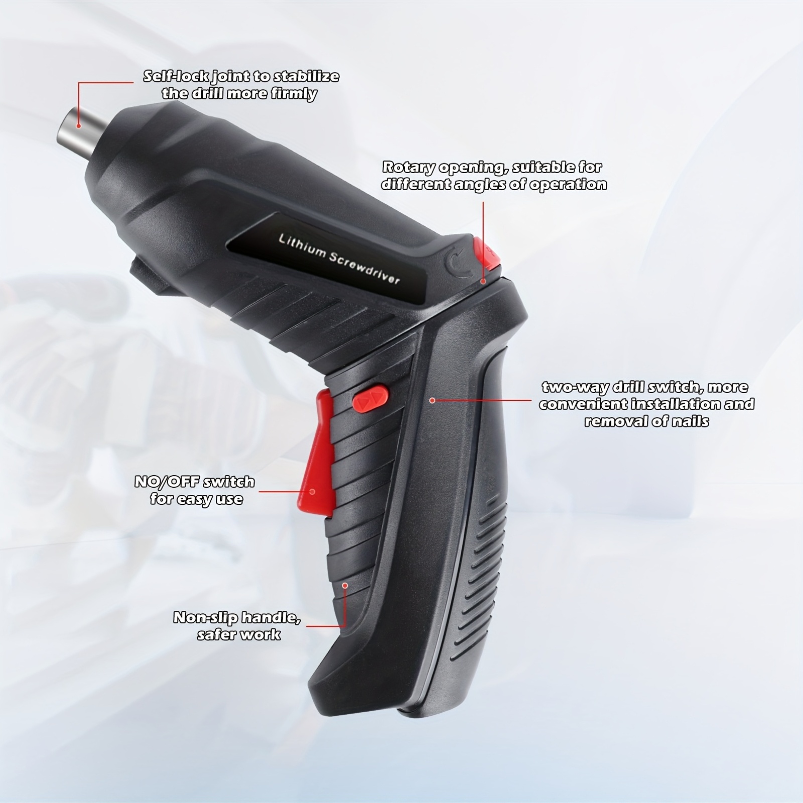 15 47pcs rechargeable cordless electric screwdriver set versatile rotary tools with carrying case suitable for home repairs woodworking and household tasks Product details 3