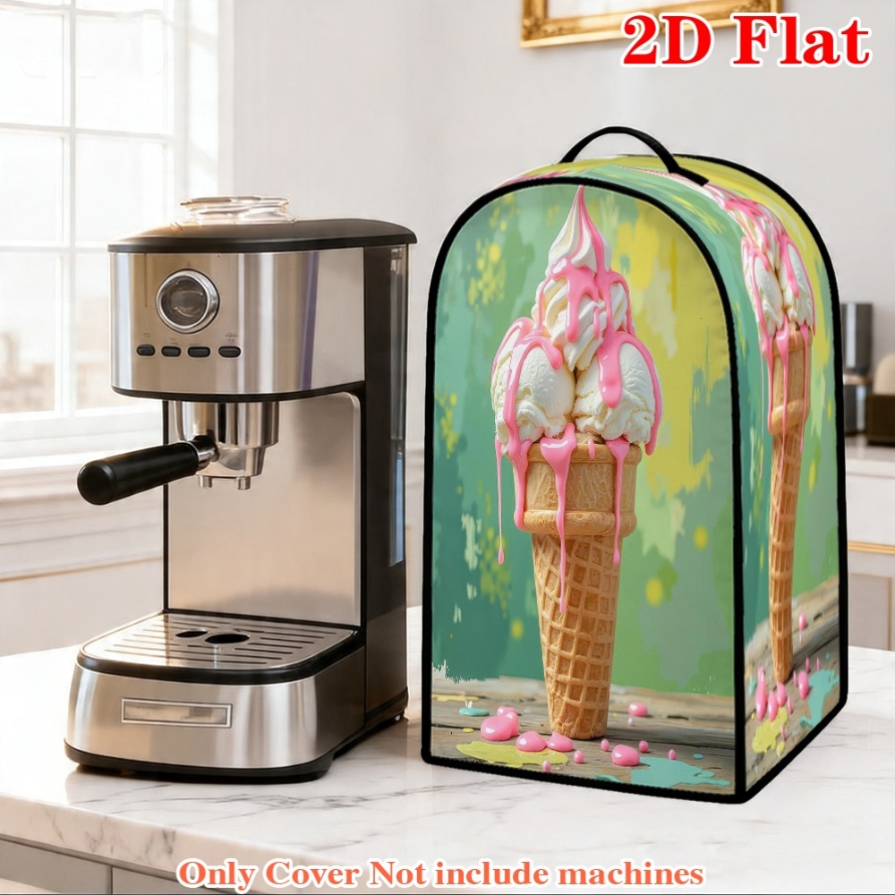 1pc 2D Flat Printing Pink Dripping Ice Cream Pattern Blender Cover, Kitchen Appliance Dust Cover with Top Handle Digital Printed Polyester Birthday Party Holiday Decorations Gift Use for Blender Cover Kitchen Appliance Dust Cover with Top Handle Fol
