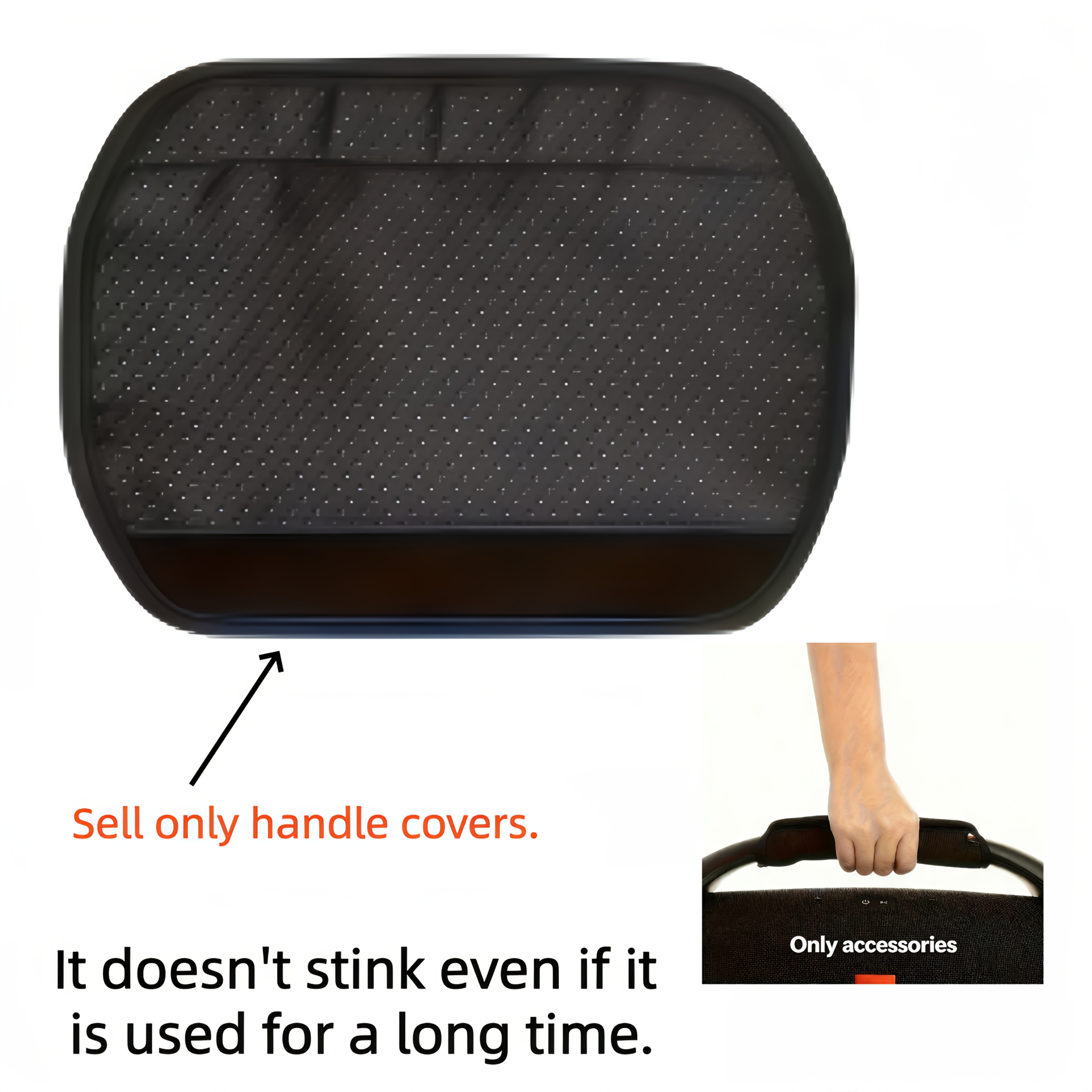 TEMU 1pc Subwoofer Handle Wristband - Black Fabric, Durable And Comfortable, Suitable For Boombox 2 And Other Portable Speakers, Ideal As Easter And