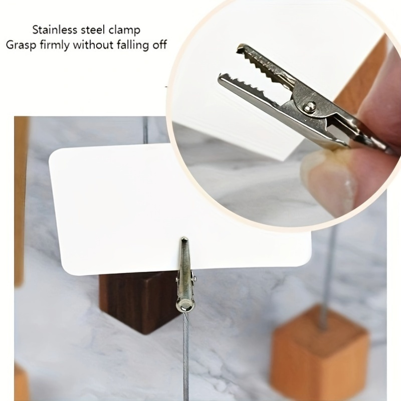 3 PSC Memo Holder Pine Base Message Clip Vertical Note Holder For