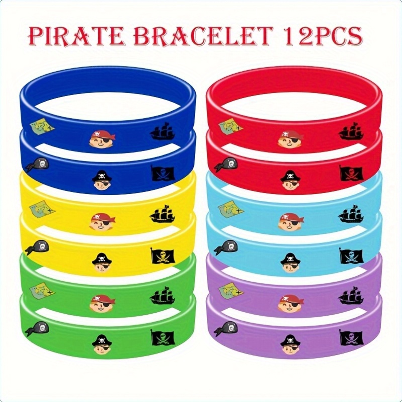 Image of Gift For Her/him 12pcs Pirate Bracelets, Pirate Themed Wristbands Pirate Ship Party Favors For Birthday Decorations Party Supplies