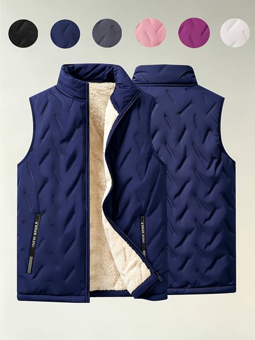 item picture new womens fleece lined stand collar sleeveless jacket warm winter vest for daily