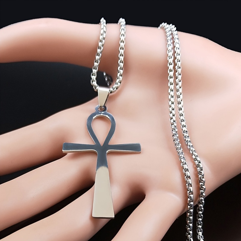 Stainless Steel Ankh Cross Pendant Necklace