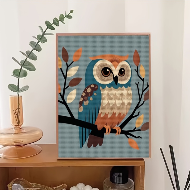 Owl On Branch Cross Stitch Kit, Frameless, Ideal For Beginners