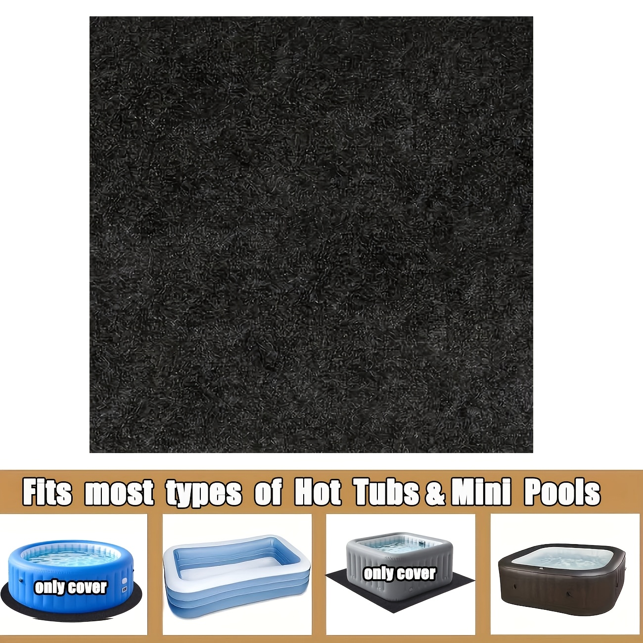 TEMU Tapis de sol gonflable pour spa de 90 pouces de diamètre, fond imperméable antidérapant, tapis protecteur absorbant pour base de sol de piscine