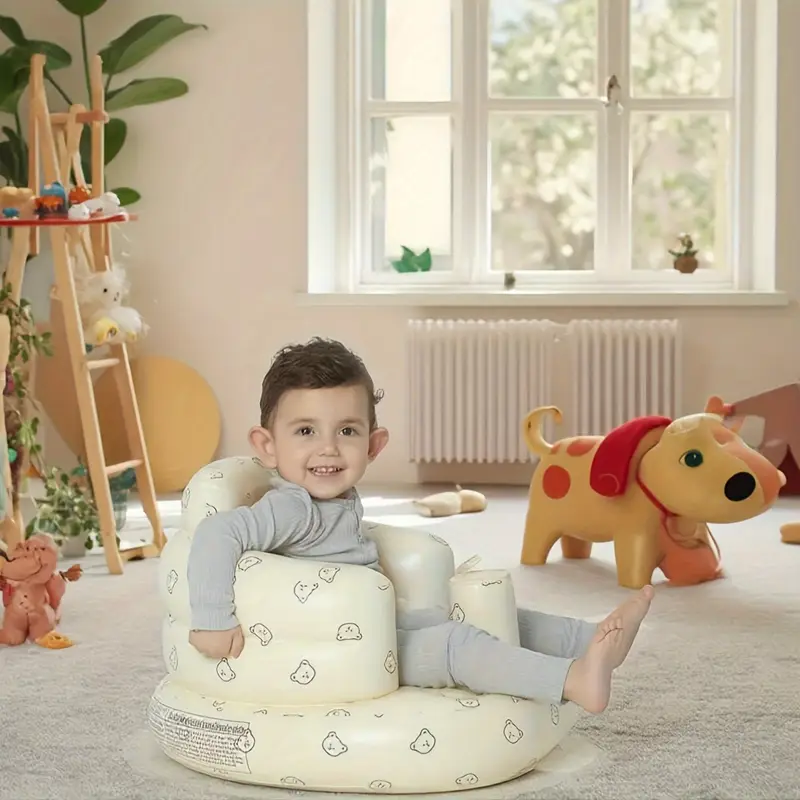 infant portable folding inflatable sofa chair with cushion multi functional baby support seat for home nursery mixed colors pvc material seating decorative baby chair durable pvc material baby chair sof details 4