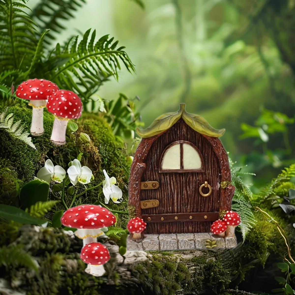 Auenstatue, Harz-*-Tr und Pilze 4 Stck, fr Blumentopf, Baum-*-Tr und  Pilz-Dekoration, Garten-Baum-Dekoration-Set, Fluoreszierend,  Baum-Miniatur-Skulptur, Auenhof-*-Garten-Dekoration, ...