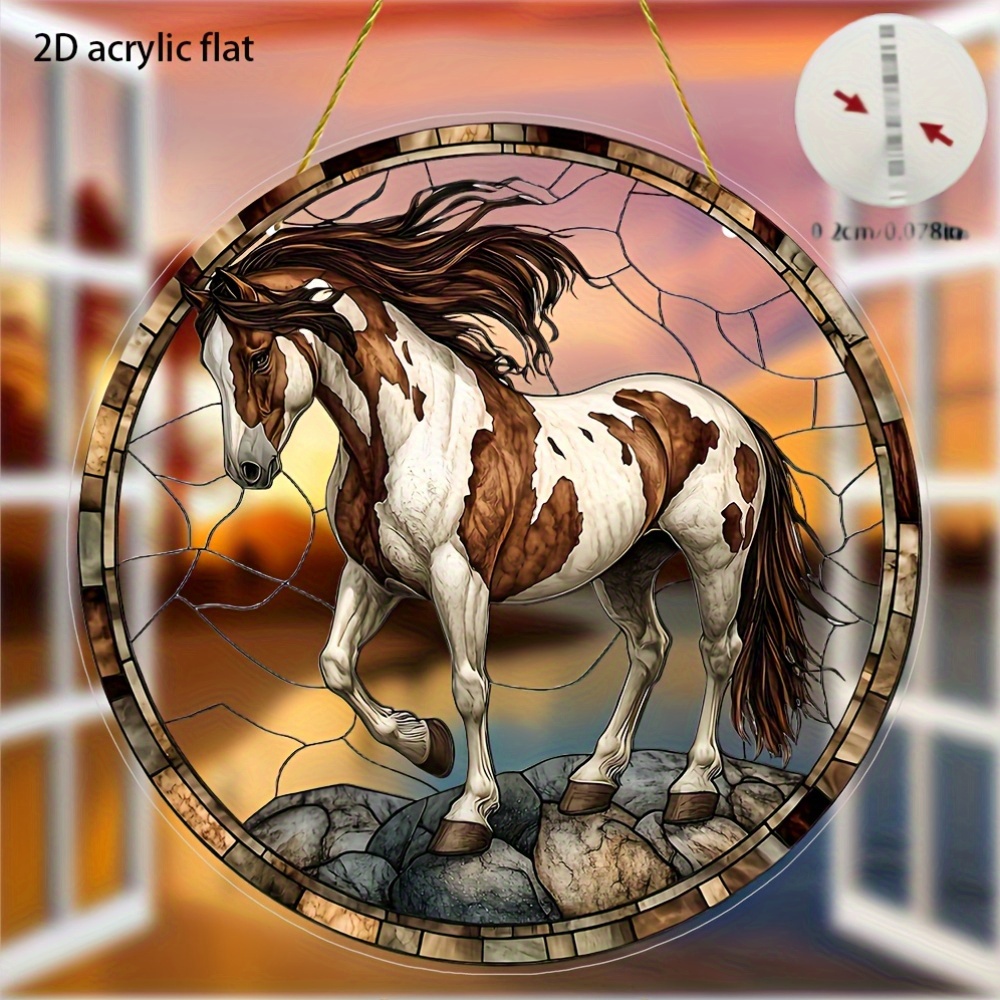 TEMU 2d Flat Horse Acrylic Light Catcher, Animal Window Hanging Decoration, Horse Decorative Plaque And Ornament, Gifts For Birthdays, Weddings,