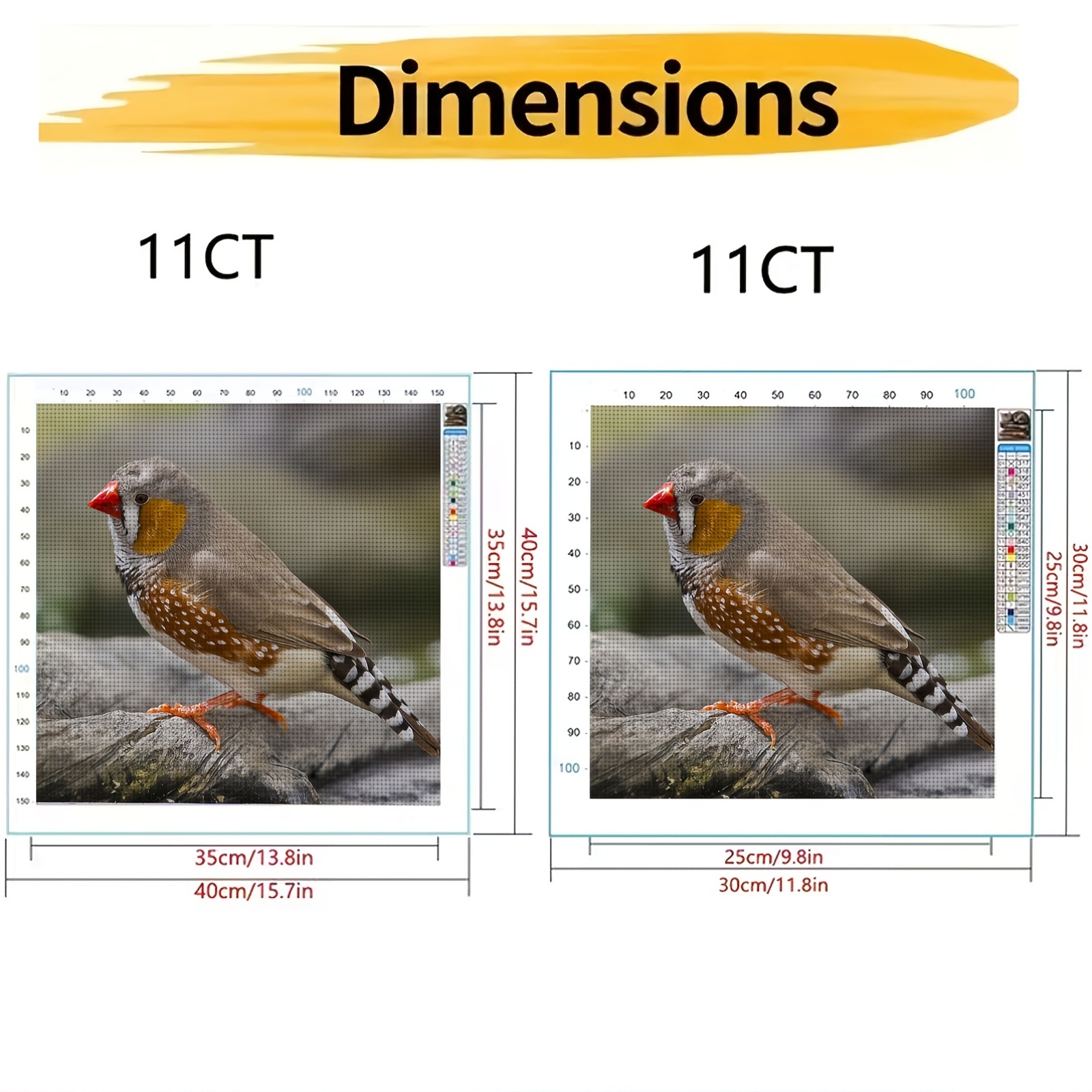 11CT Printed Cross-Stitch Kit, 'Pearl Bird on a Branch', Suitable for Beginners