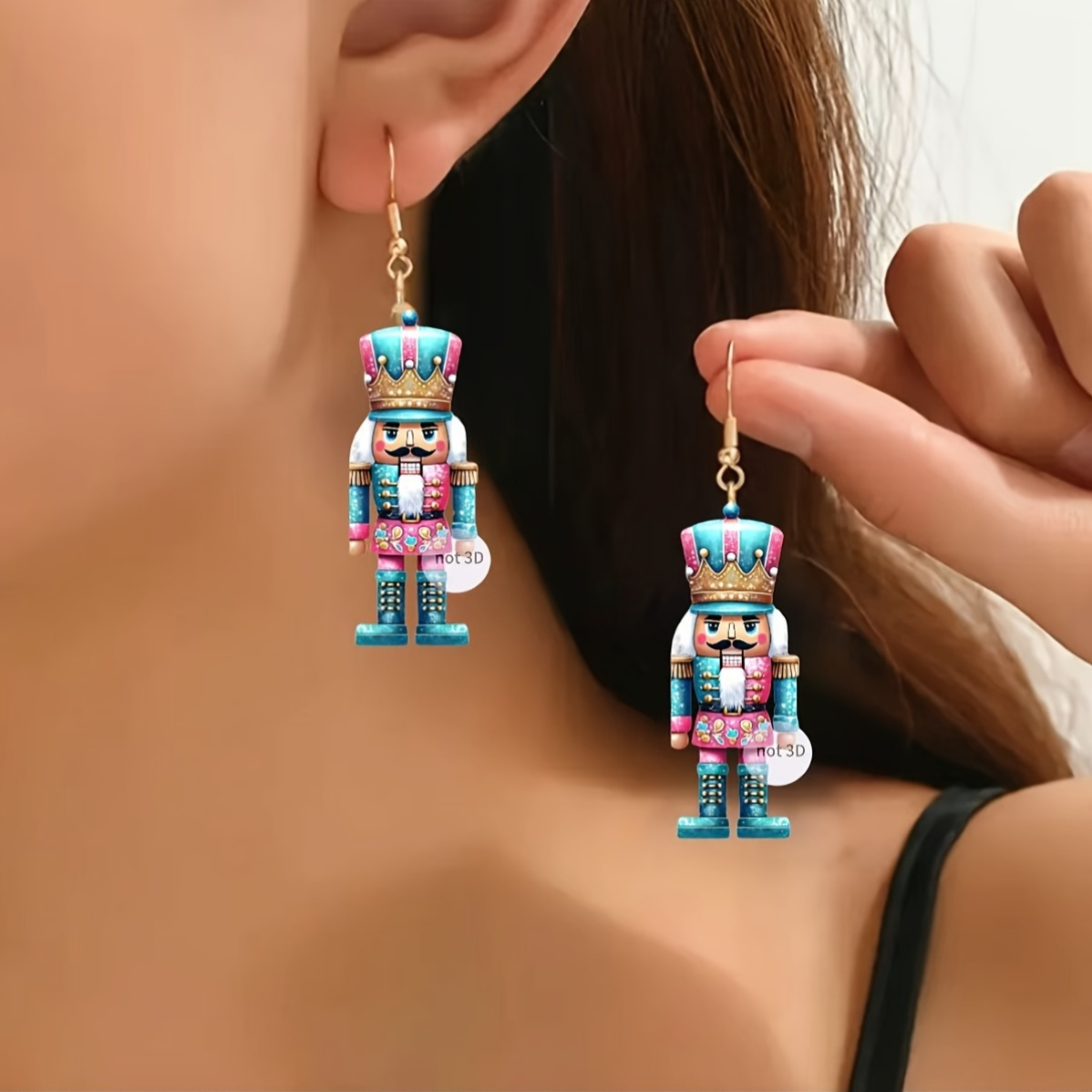 

Acrylic Nutcracker Dangle Earrings - Stainless Steel Posts, Casual Attire & Gifting