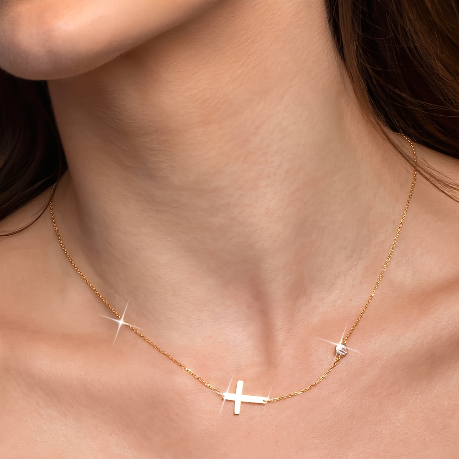 Ladies' High-End Stainless Steel Cross Necklace