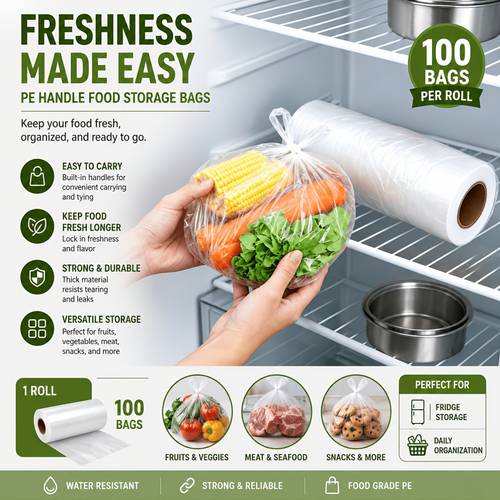 100pcs roll leakproof airtight food storage bags clear plastic freezer bags for meal prep sous vide microwave safe heavy duty for fruits vegetables sandwich essential for camping and kitchen organization