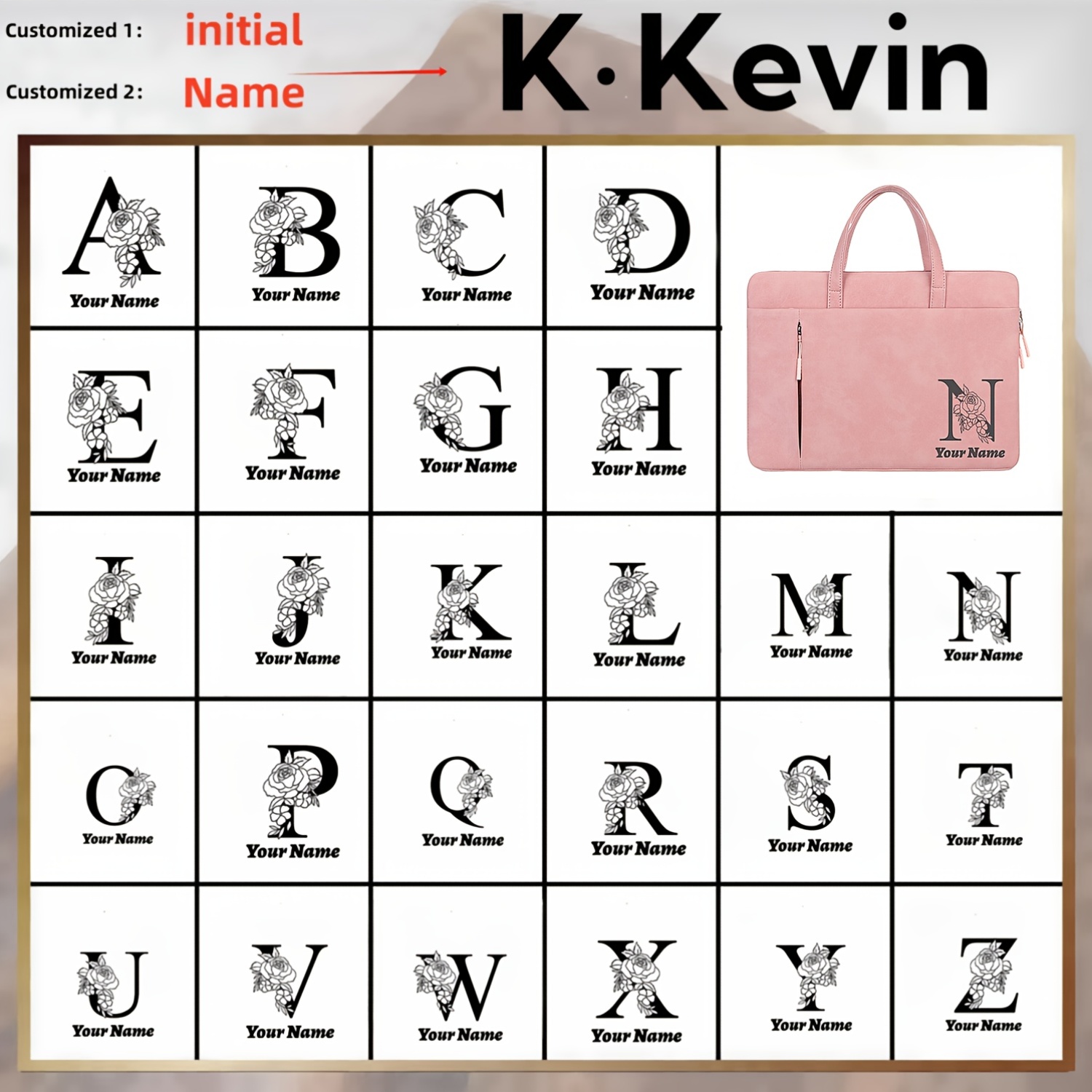 Customizable Pink Laptop Bag with Embroidery Option