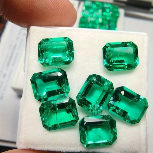 8pcs lab grown green 8x10mm for jewelry making engagement rings wedding bands earrings s pendants necklaces
