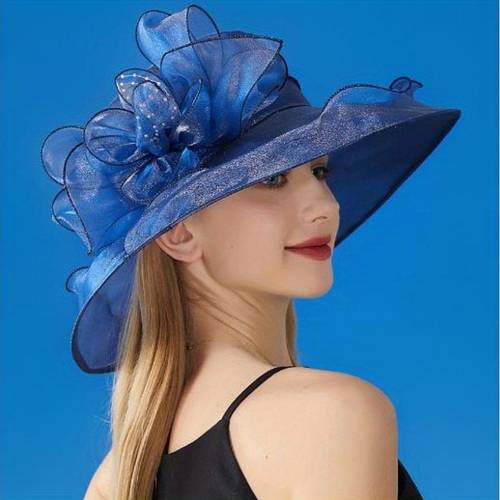 ladies elegant fashion large flower visor hat with organza