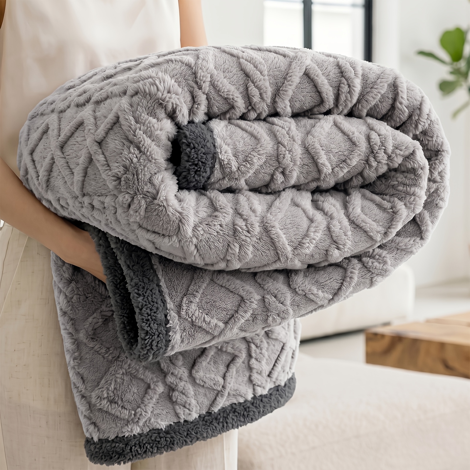 TEMU Liquid-proof Dog Blankets For Sofas And Beds, Reversible Sherpa Fleece Cover To Protect Furniture For Small, Medium, And Large Dogs And Cats