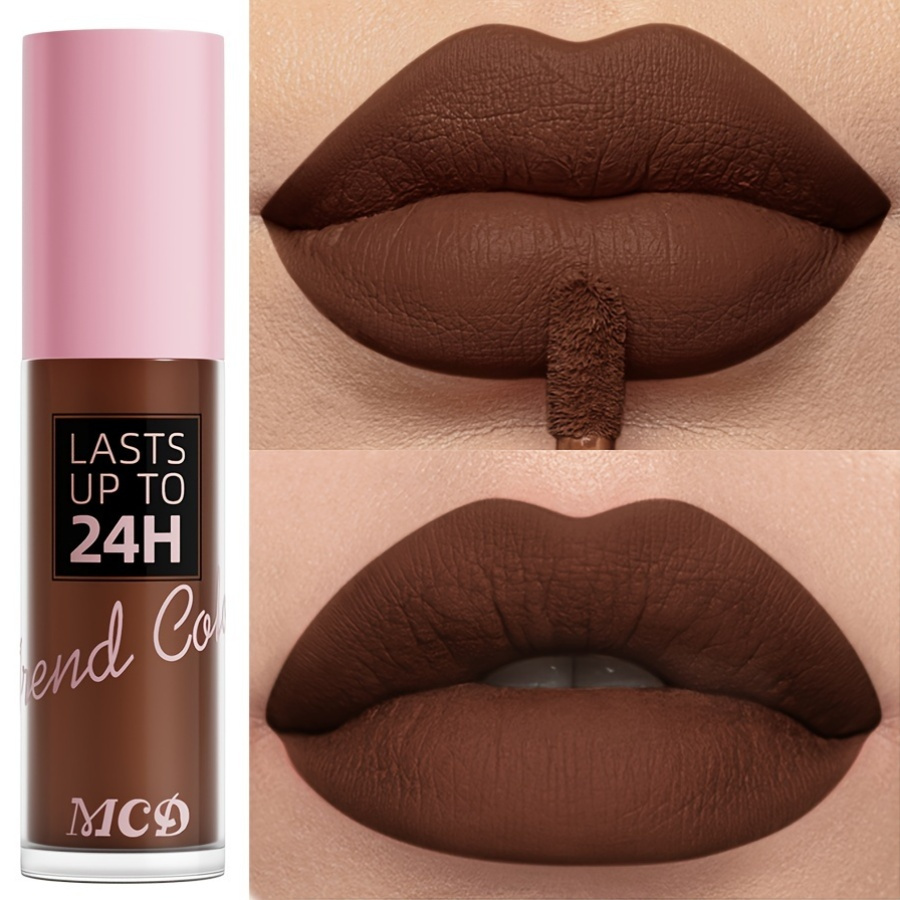 lip glaze brown color matte waterproof non greasy long lasting makeup lip gloss