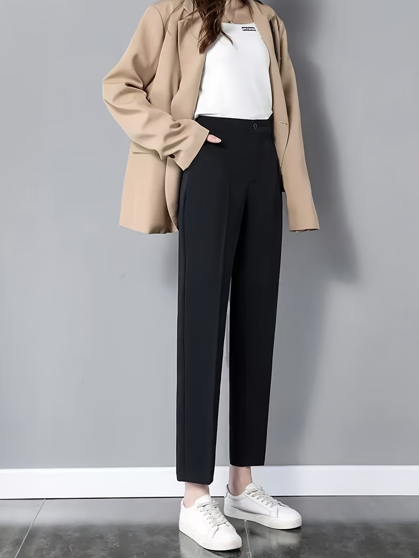 Punto-broek Sienna, smalle pijp, elastische tailleband, dennenbruin