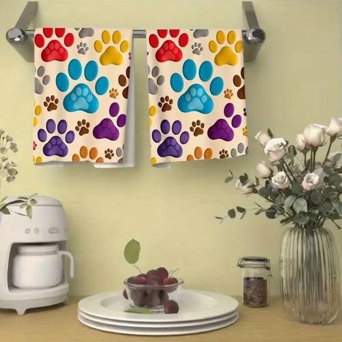 2pcs colorful prints soft microfiber dish towels great for spring decor gifts or housewarming 40x60 cm spring decor towel optimistic designs