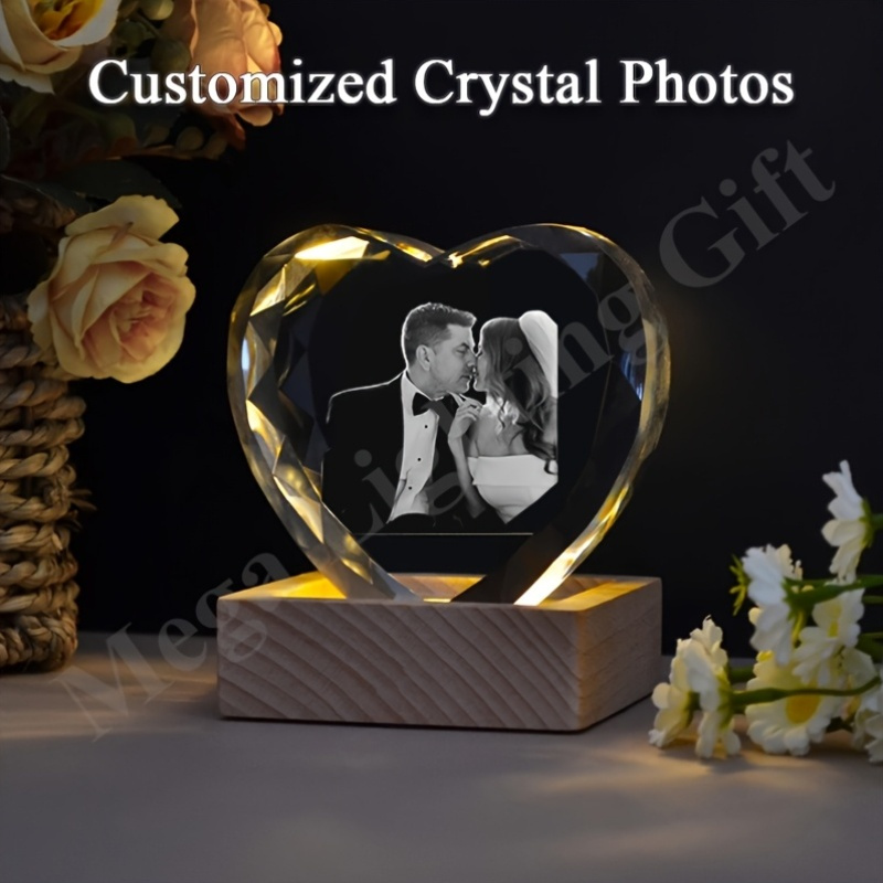 Personalized LED Night Light Featuring a Crystal Photo