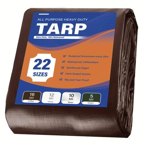 duty 16 mil brown poly tarp resistant thick waterproof rip and tear proof tarpaulin with grommets and reinforced edges pvc coating 1000d 1000d yarn