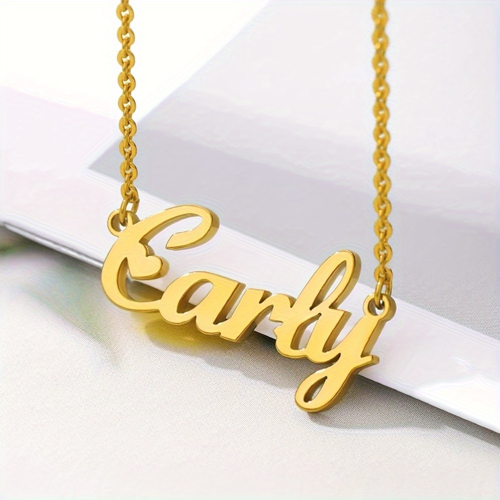 Custom Stainless Steel Name Pendant Necklace with Heart Font