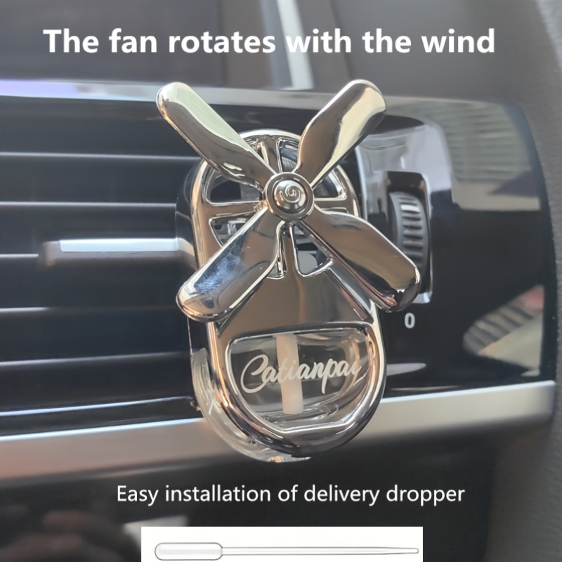 Car Air Freshener Perfume Bottle Empty Refillable Air Vent Fan Rotating Car Fragrance Diffuser Volatilization Container Unscented Car Accessory, Without Battery