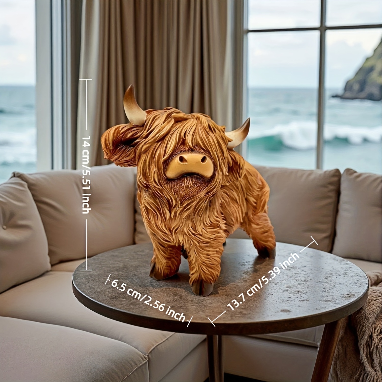 Image of [collectible Figurines] 1pc | Scottish Cattle | Cattle Sculpture For Living Rooms, Bedrooms, And Rustic Spaces To Ambiance An For Animal And Pastoral-style Home Decor Enthusiasts