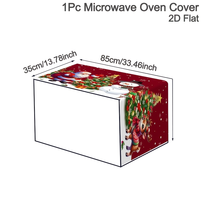 TEMU 1 Housse anti-poussière pour four à micro-ondes de Noël, motif de Père Noël et de de neige, couverture anti-poussière pour appareils de cuisine,