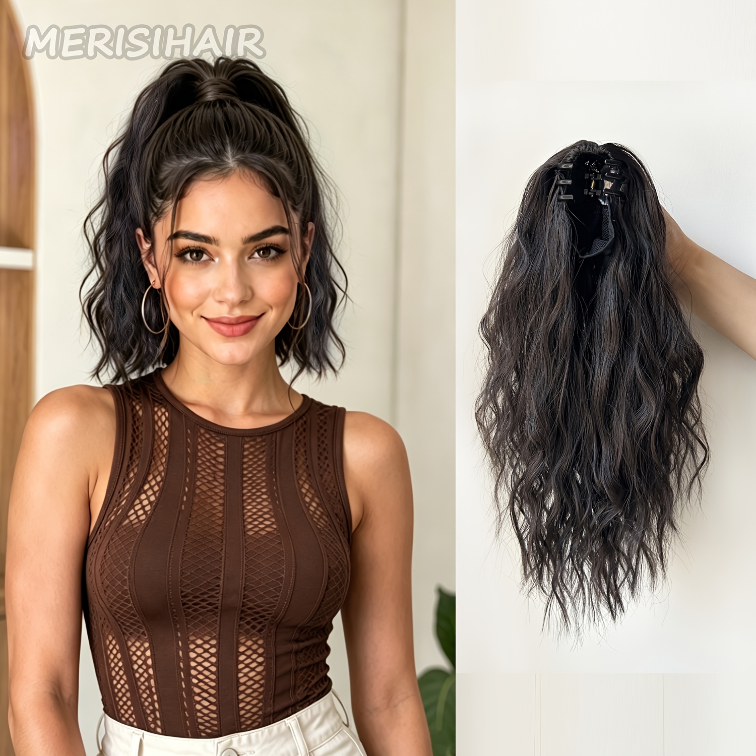 TEMU Extensions de cheveux queue de cheval à pince pour femmes, perruque queue de cheval résistante à la chaleur, fête, routine quotidienne